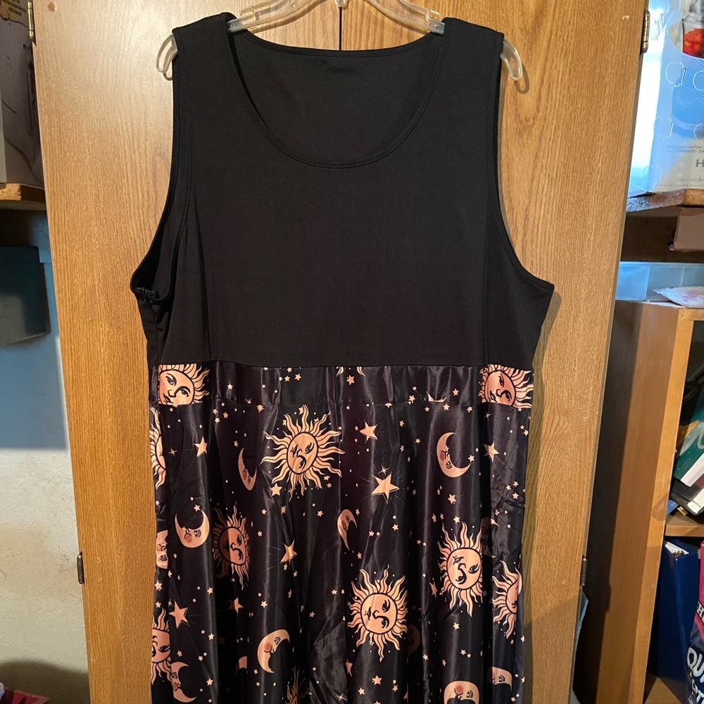 Rosegal sleeveless dress with satin Sun, Moon and Stars skirt 5x